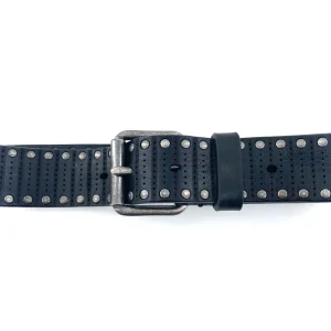 Ceinture Cuir Cloutée Découpe Laser Noir