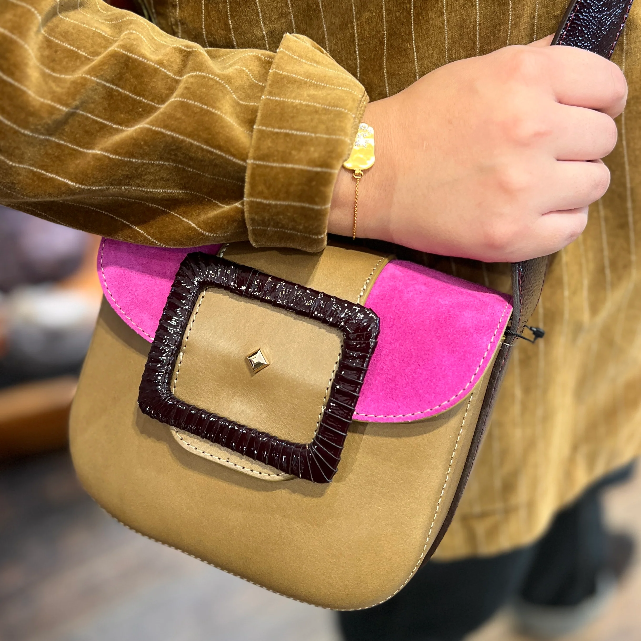 Sac le JUNE Velours Crispy Bronze / Cerise