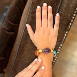 Bracelet LOULOU en Métal Doré et Pierres Muticolores