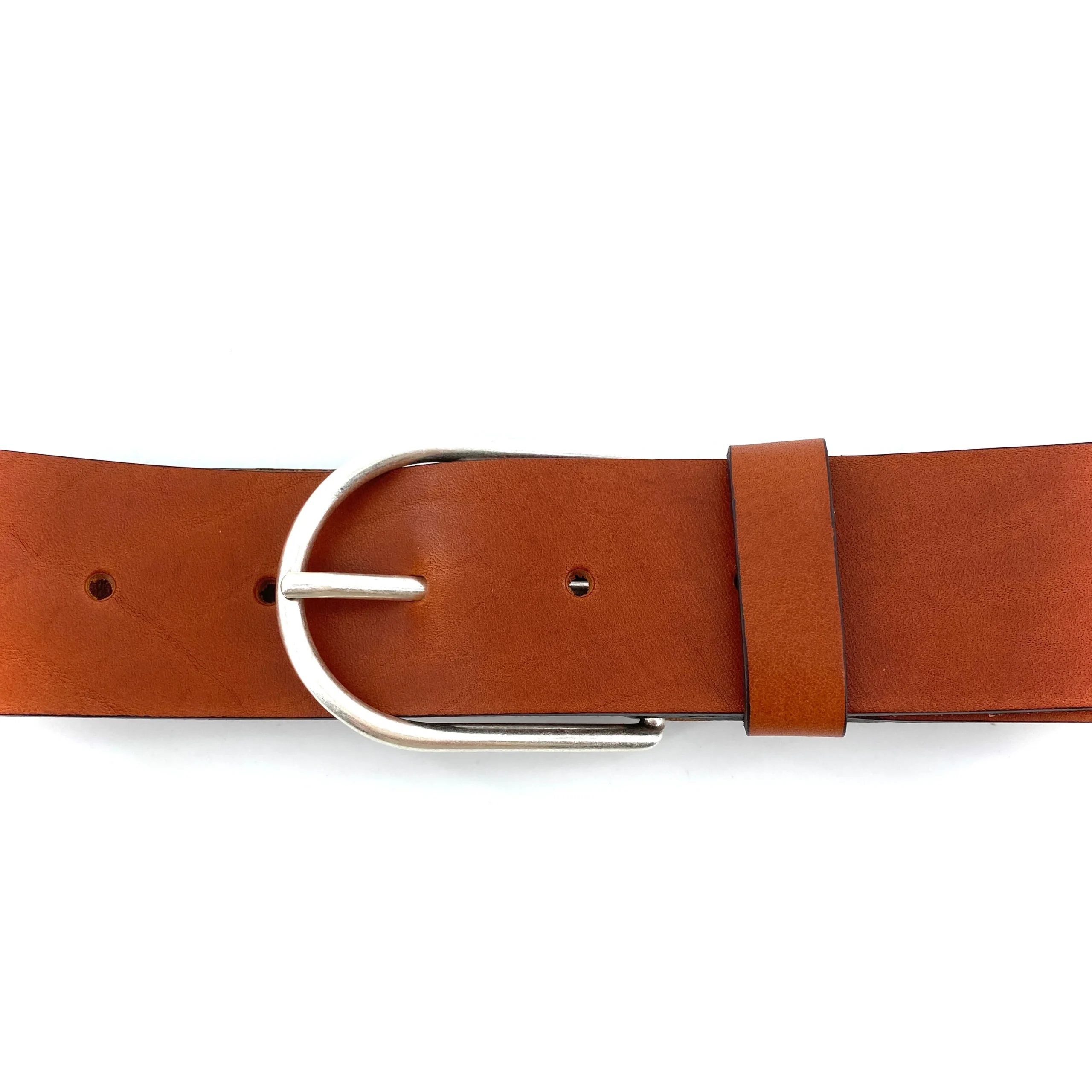 Ceinture Boucle Arrondie en Cuir Whisky