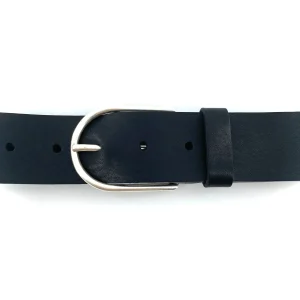 Ceinture Boucle Arrondie en Cuir Noir