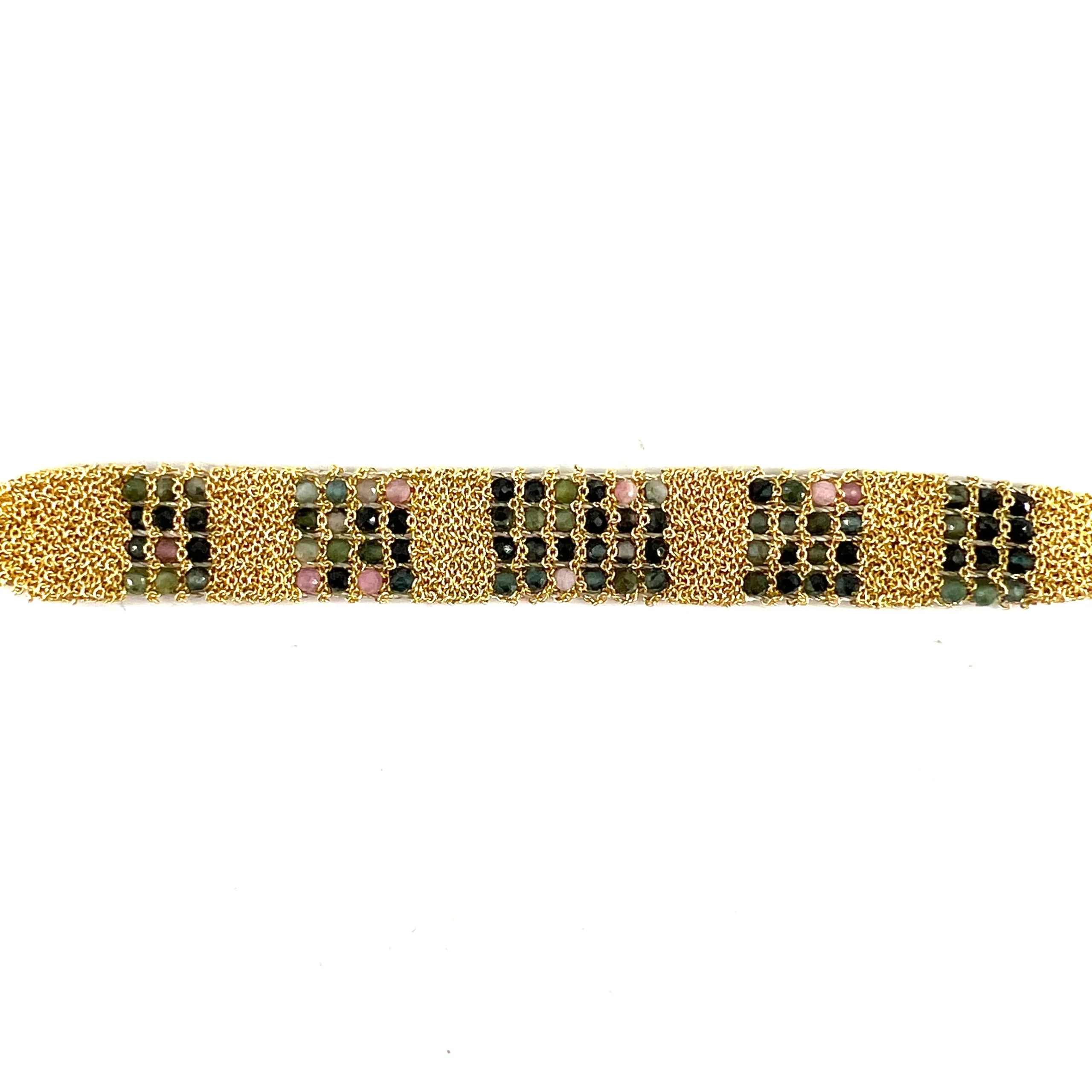 Bracelet GM en Maille Tissée en Vermeil et Pierres Semi-Précieuses – Image 3