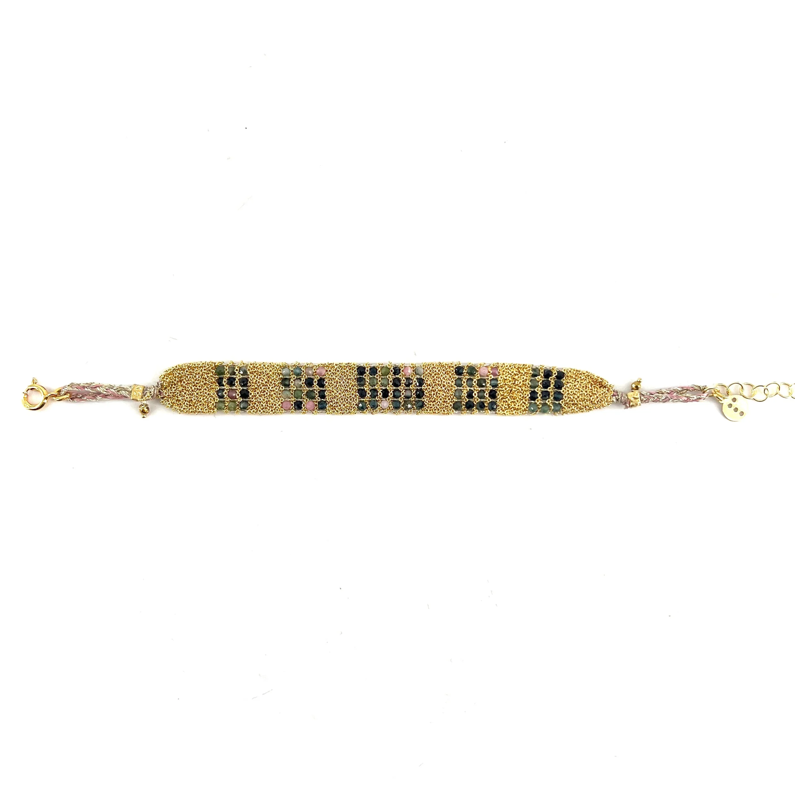 Bracelet GM en Maille Tissée en Vermeil et Pierres Semi-Précieuses – Image 6