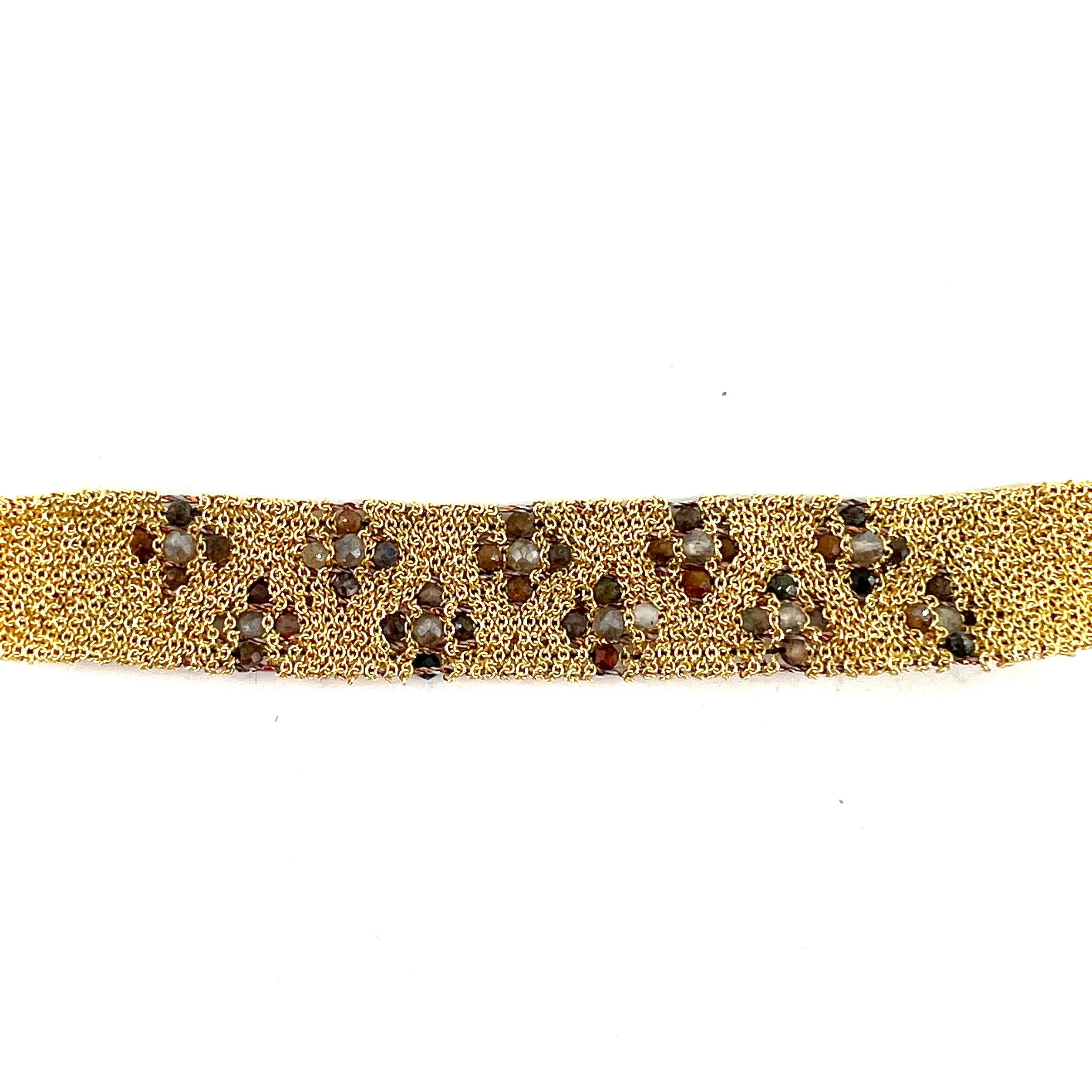 Bracelet GM en Maille Tissée en Vermeil et Pierres Semi-Précieuses – Image 3