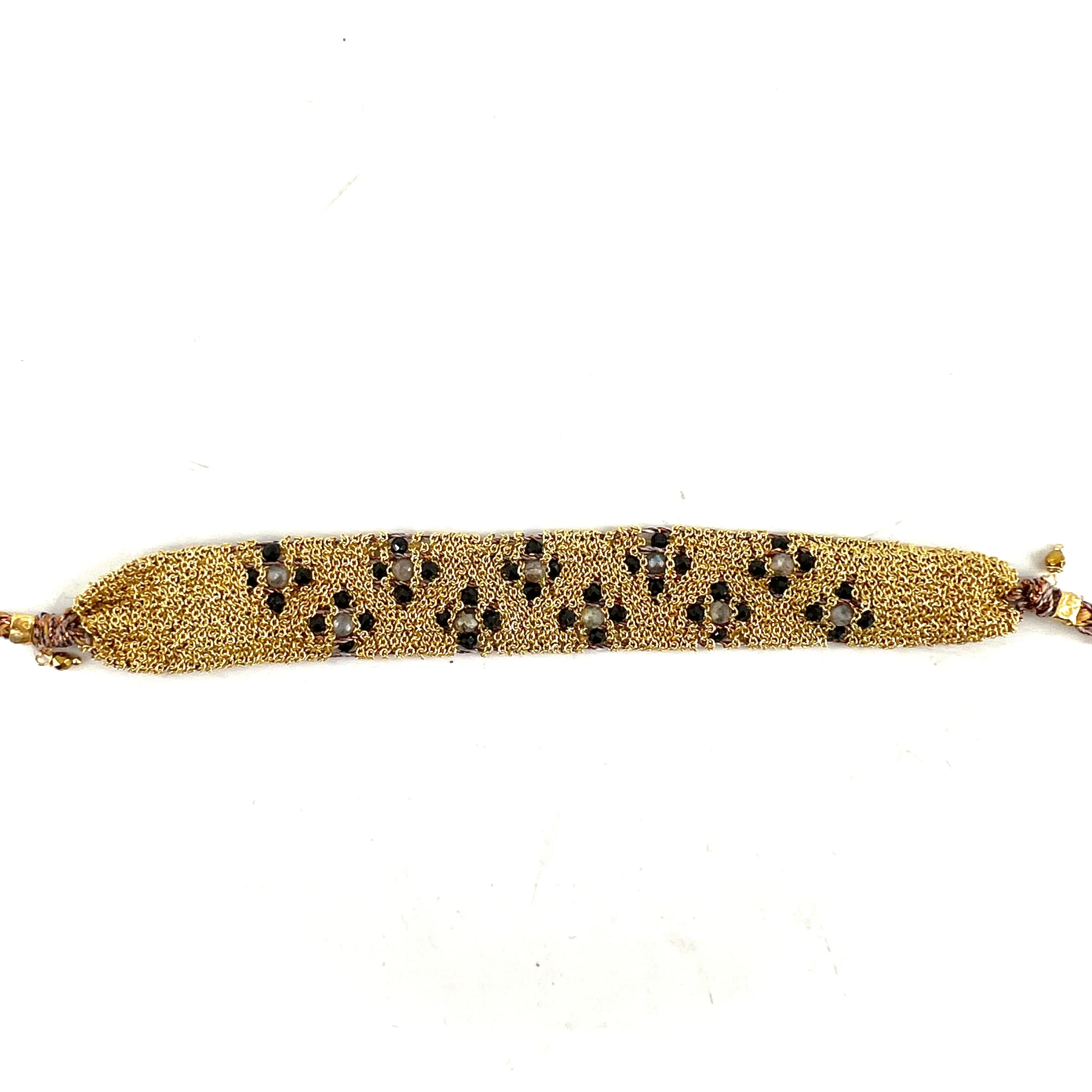 Bracelet GM en Maille Tissée en Vermeil et Pierres Semi-Précieuses – Image 3