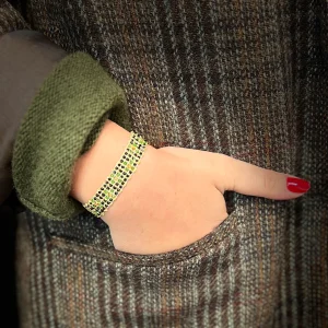 Bracelet en Maille Tissée en Vermeil et Pierres Semi-Précieuses