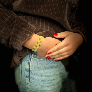 Bracelet GM en Maille Tissée en Vermeil et Pierres Semi-Précieuses