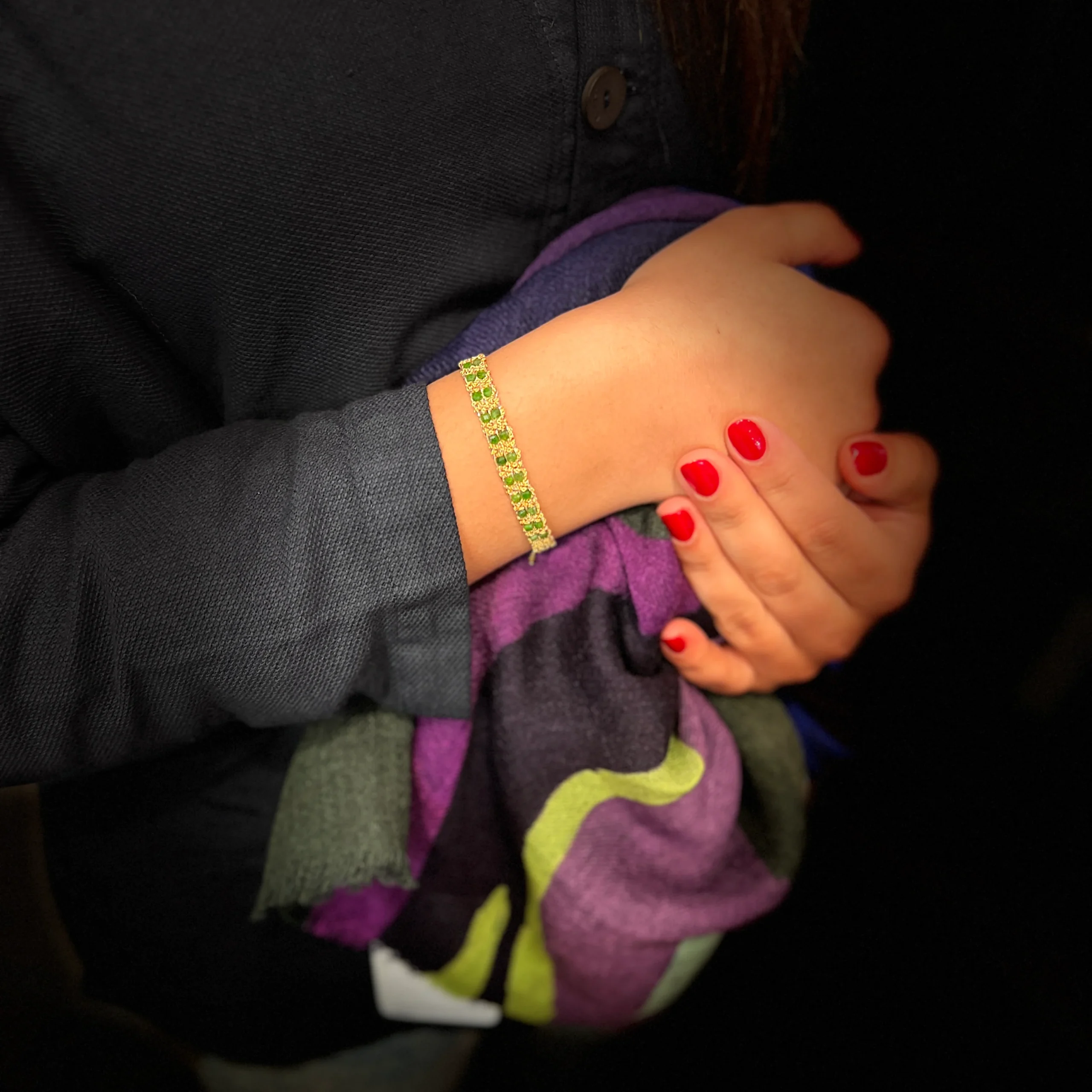 Bracelet PM en Maille Tissée en Vermeil et Pierres Semi-Précieuses – Image 2