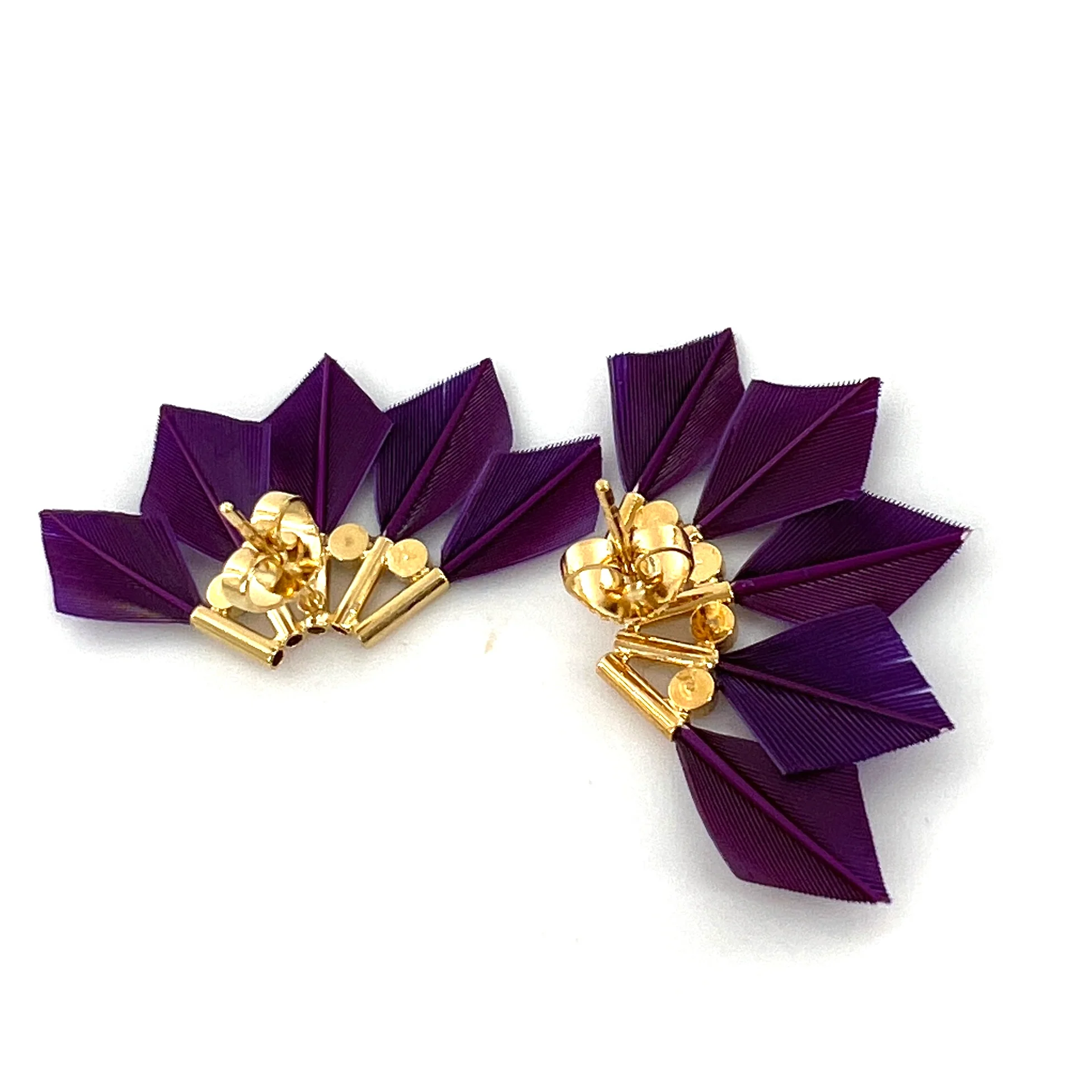 Boucles d'Oreilles BABY PARROT en Plume Violet – Image 3