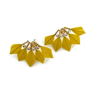 Boucles d'Oreilles BABY PARROT en Plumes Moutarde