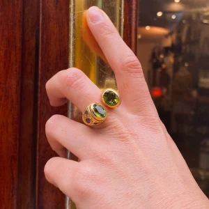 Bague-Jonc NILAYA  Péridots Améthystes