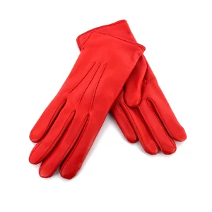 Gants en Cuir Orange Doublés Laine