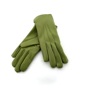 Gants en Cuir Vert Doublés Laine