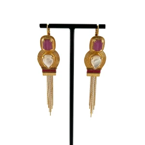 Longue Boucle d'Oreille SOLEIL Mauve et Blanche