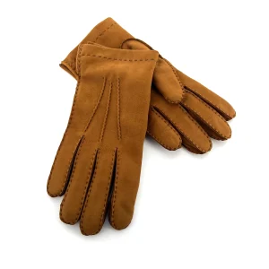 Gants en Cuir Nubuck Whisky Doublés Laine