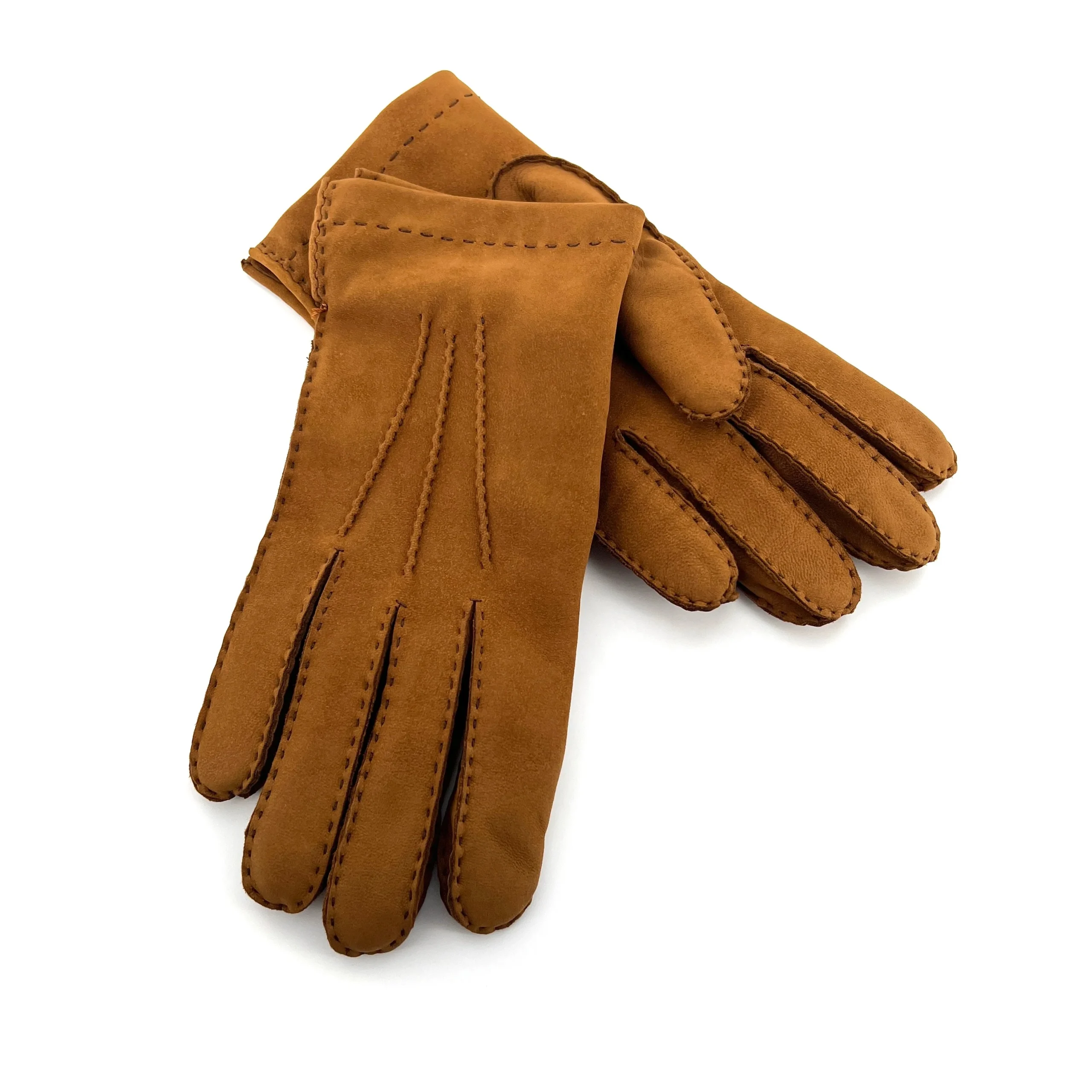 Gants en Cuir Nubuck Whisky Doublés Laine – Image 2