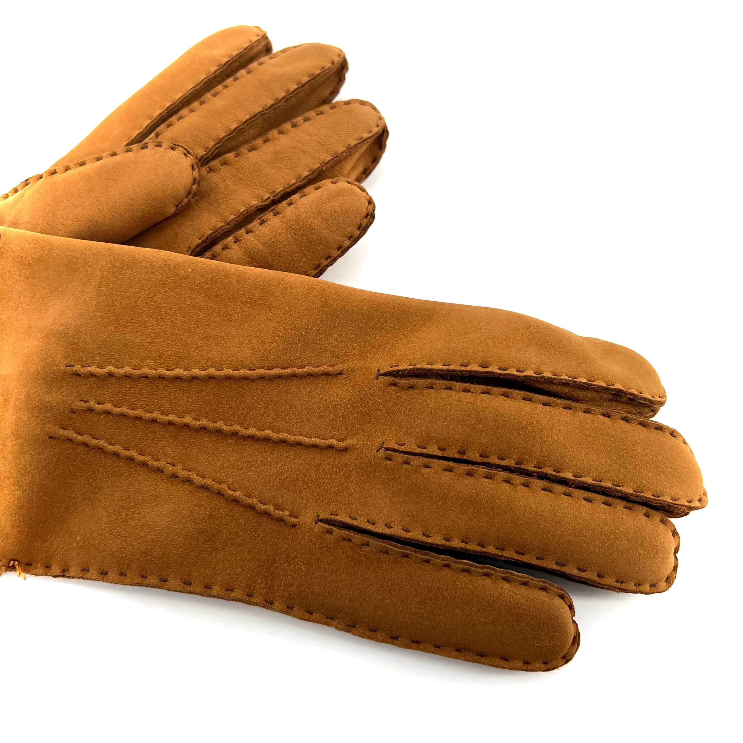 Gants en Cuir Nubuck Whisky Doublés Laine – Image 3