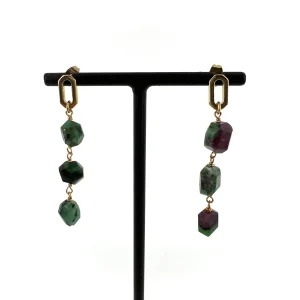 Boucles d'Oreille LENNY en Rubis Zoisite et Plaqué Or