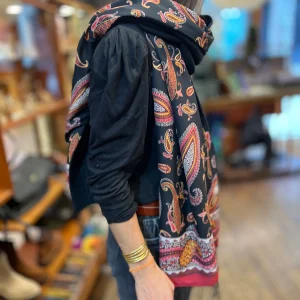 Étole Alpaga Noire Doublée Foulard Black