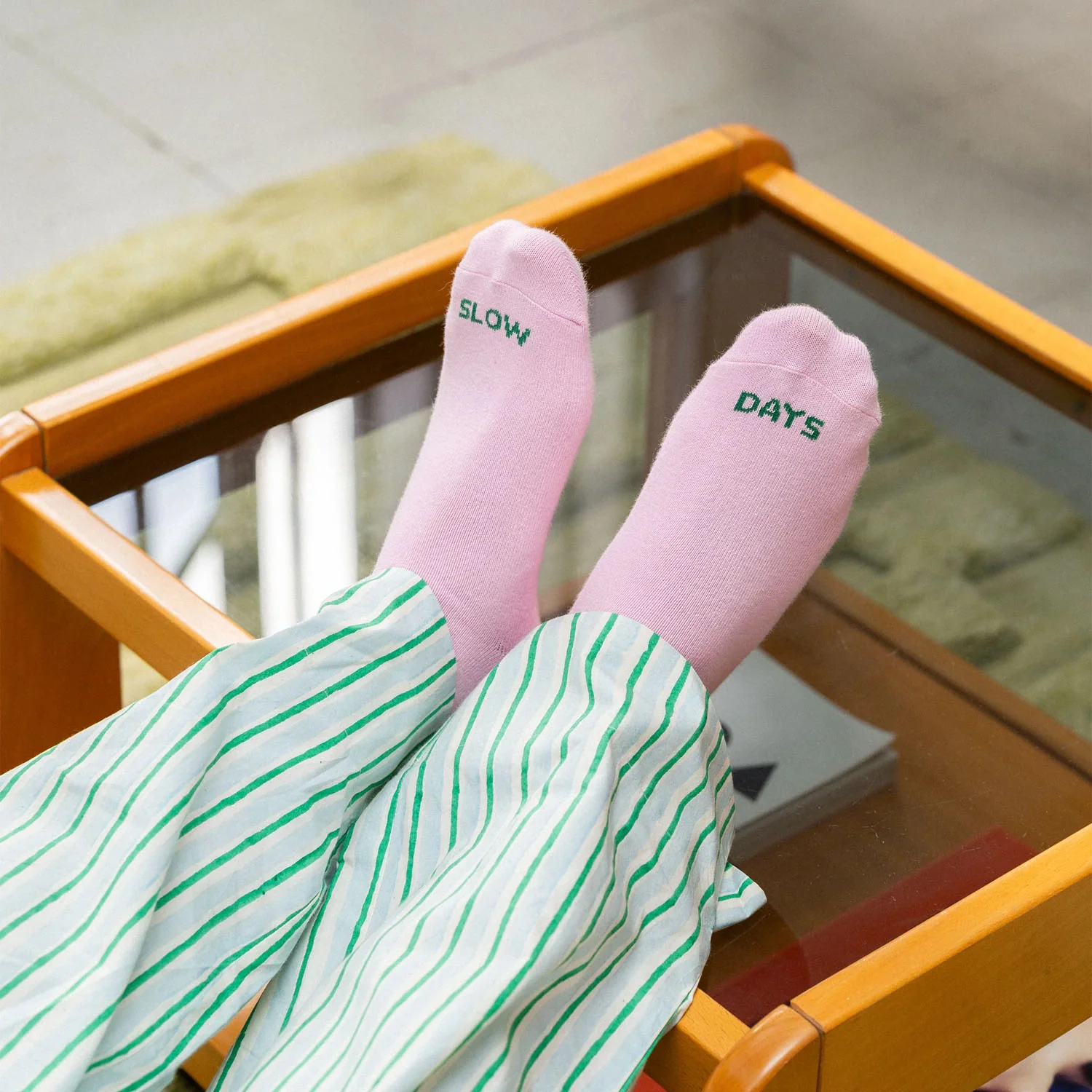 Chaussettes "Slow days" rose – Image 3