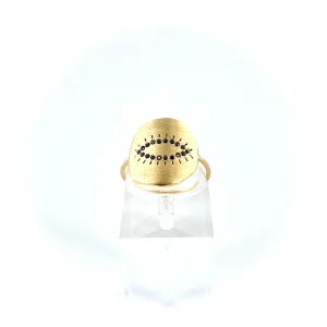 Bague Médaille HAPPY Sertie de Zircons Noirs