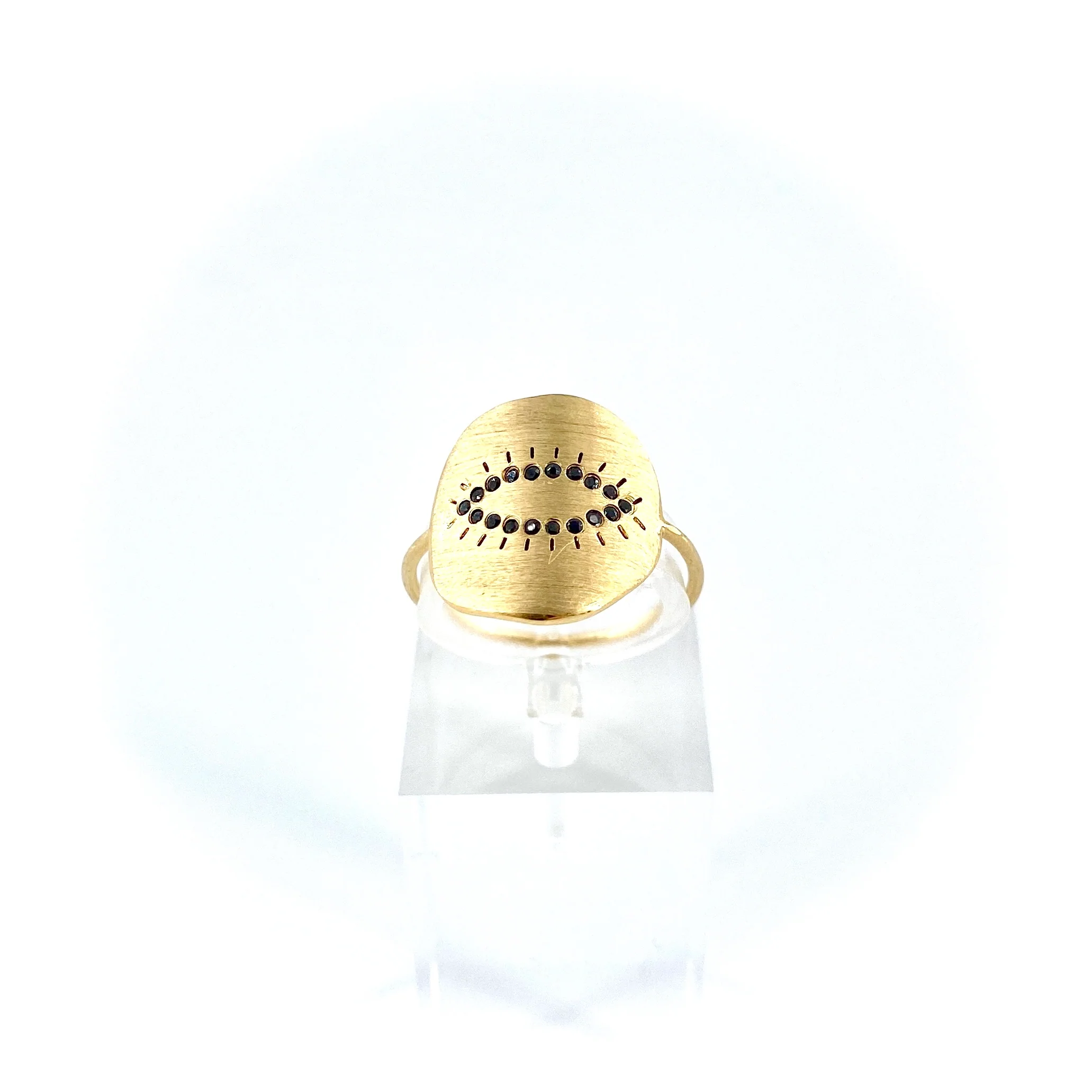 Bague Médaille HAPPY Sertie de Zircons Noirs – Image 2