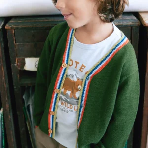 Cardigan - Tomy vert en coton