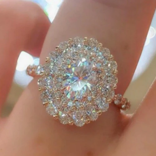 Bague Fiançailles Or Blanc Plaqué Zircon 13g