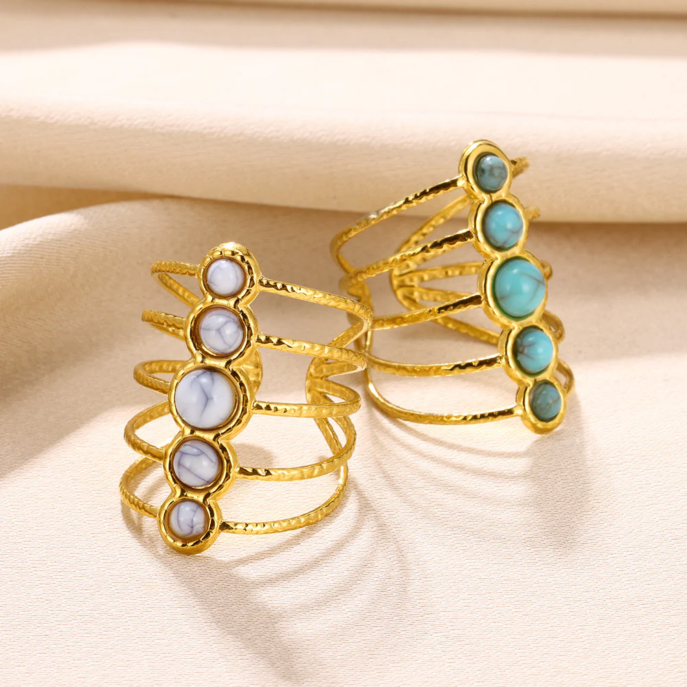 Bague Multicouche Turquoise Incrustée 24g