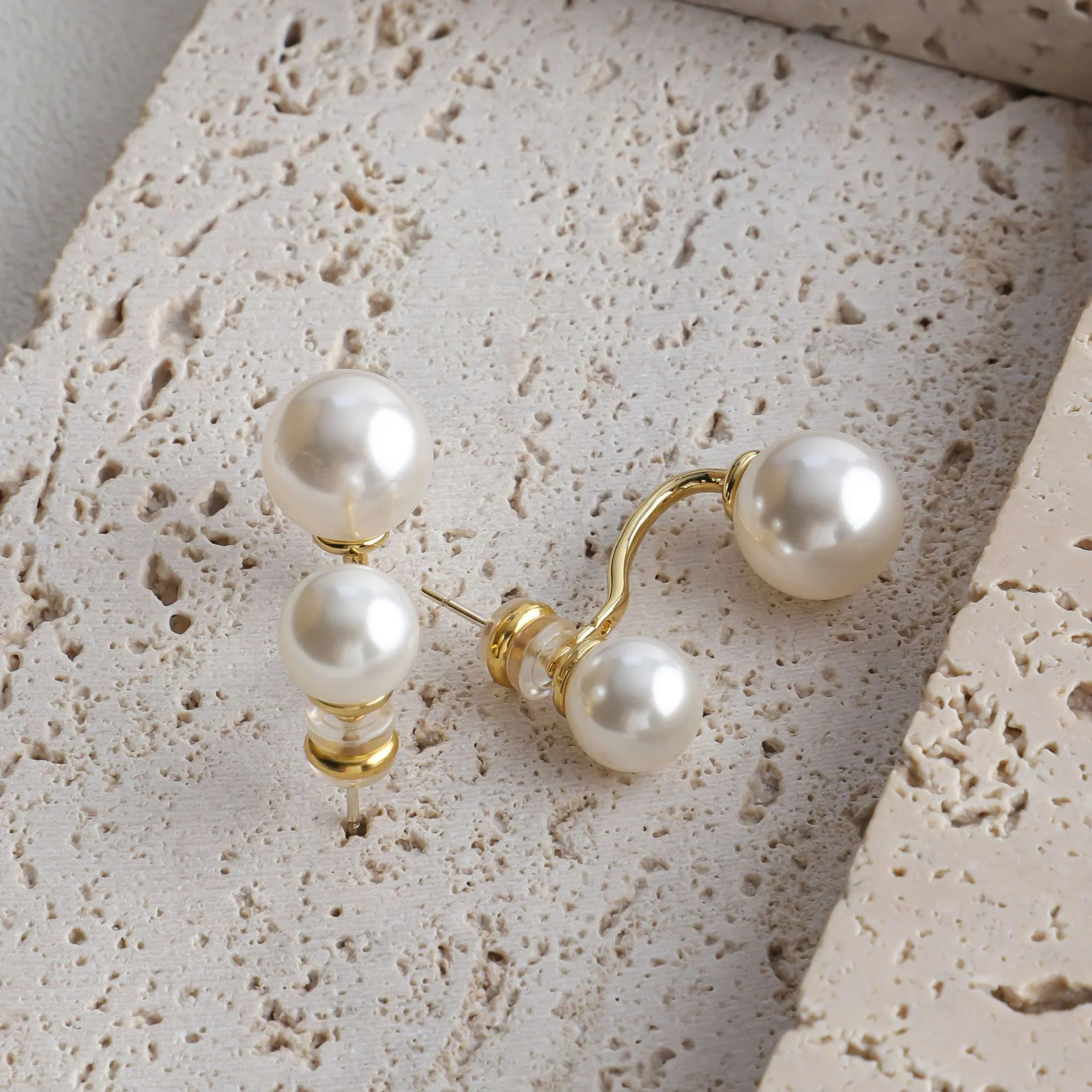 Boucles d'Oreilles Perles Argentées Géométriques 15g - Cuivre Galvanisé – Image 5