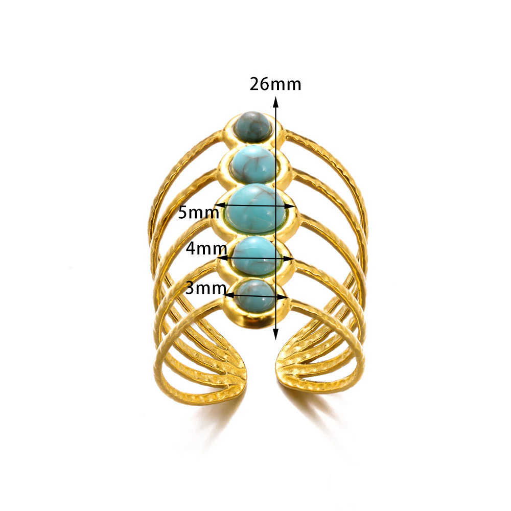 Bague Multicouche Turquoise Incrustée 24g – Image 6