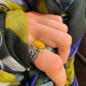 Chevalière Ovale gravée en Oeil de Tigre