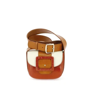 Sac le JUNE CRISPY en Cuir Rouille Crème et Camel