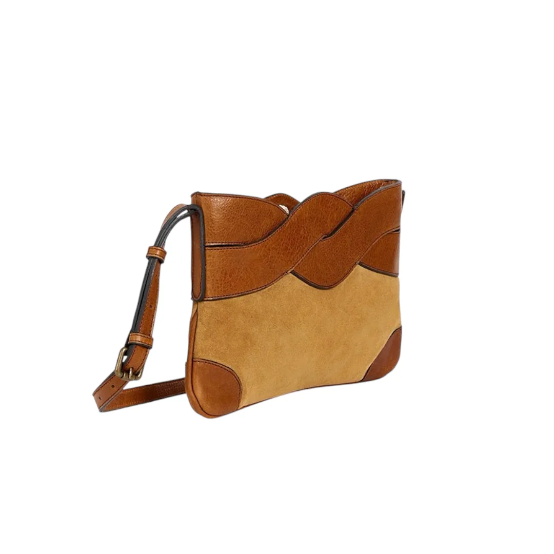 Sac Bandoulière Bi-Matière Camel et Sable PM – Image 4