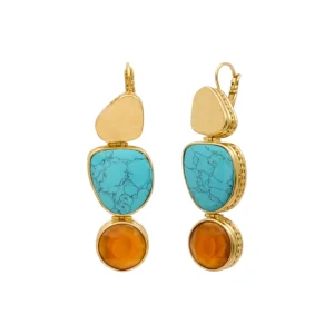 Boucle d'Oreille NOTO Cabochon Or et Bleu