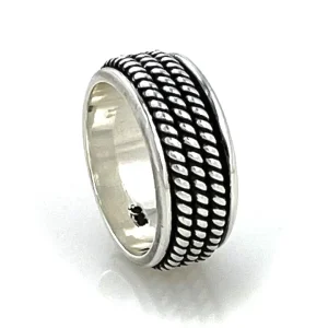 Bague en Argent Travaillé 3 Anneaux Mobiles Anti-Stress