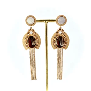 Boucles d'Oreilles CLAUDIA GM en Plume et Nacre Blanche