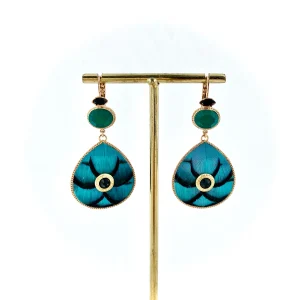 Boucles d'Oreilles FUJITA en Plumes Turquoise