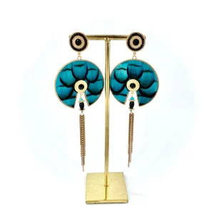 Boucles d'Oreilles Plumes Turquoise FUJITA GM