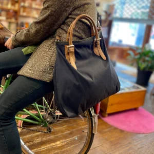 Sac en Toile Enduite Recyclée Finition Cuir Camel