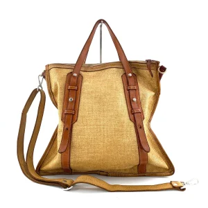 Sac MICOL en Paille Enduite Sweet Tea et Cuir Lavé