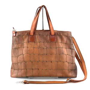 Sac en Cuir Lavé Imprimé Croco Camel