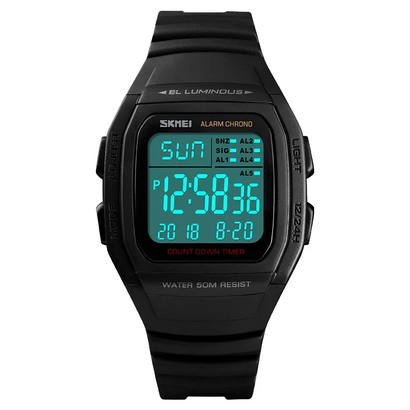 Montre Électronique Sport Carrée Étanche 50M - Double Affichage Multifonction – Image 8