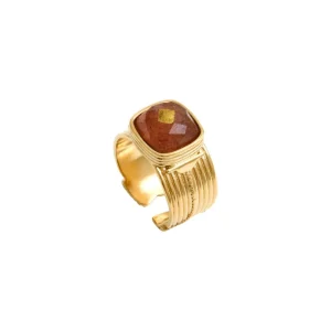 Bague Ajustable BABYLONE en Quartz Rose