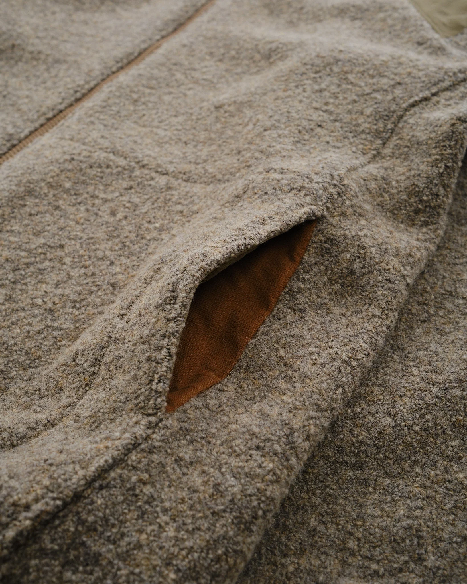 Boiled Wool Zip Up Sweater Coyote – Image 6