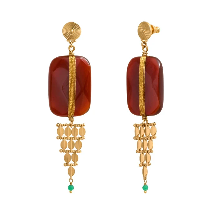 Boucle d'Oreille BABYLONE en Cornaline – Image 2