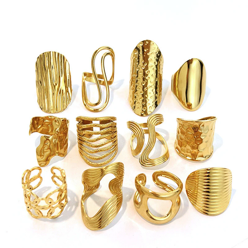 Bague Acier Inoxydable Plaqué Or 18K - Anneau Simple Brillant Élégant Femme – Image 2