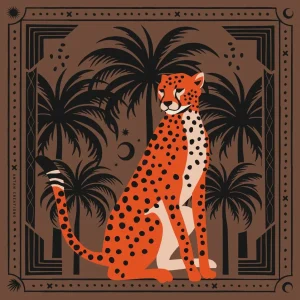 Carré de Soie CHEETHA & PALMS Brown