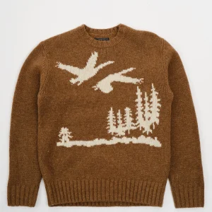 Crew Neck Intarsia 3G Brown Duck
