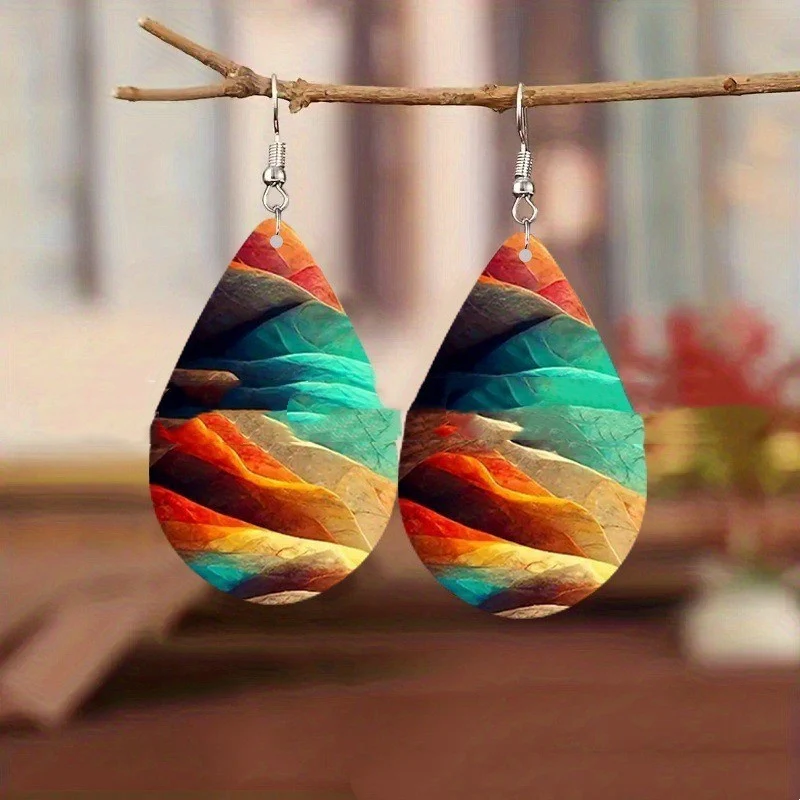 Boucles d'Oreilles Gouttes Acrylique 22g - Motifs Planètes 4 Couleurs – Image 6